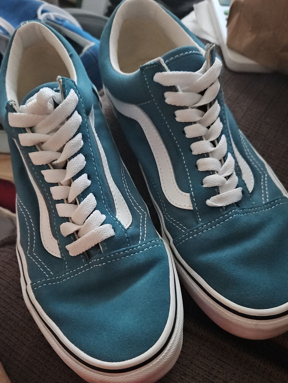 Vans Old Skool Low-Top Green Skate Shoes Men's ,Size 6.5 Women Size 8
